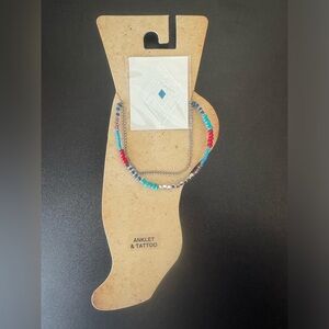 NWT Kohl’s Cross Shop Ankle Bracelet Turquoise and Silver
